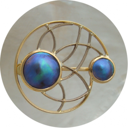 Blue Pearl Brooches